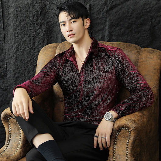 Camisa Slim Fit Brillante para Hombre - Estilo Personalidad - Image 3