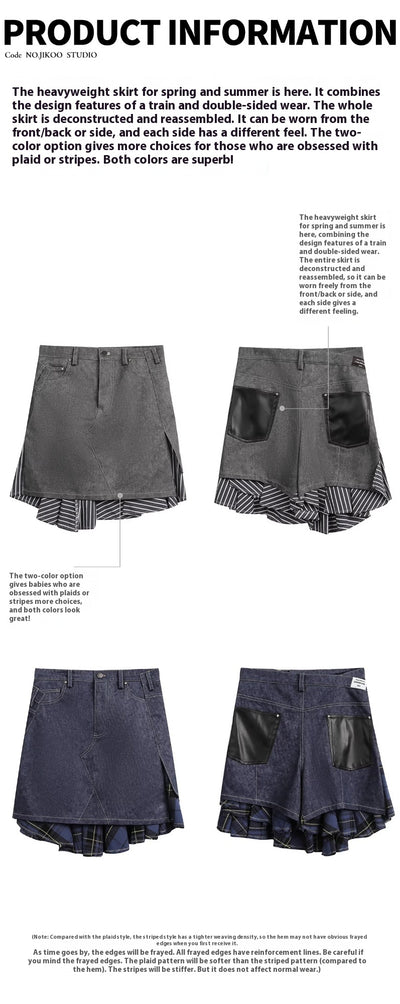 Falda Midi Twill con Flecos y Detalles Combinados - Image 9