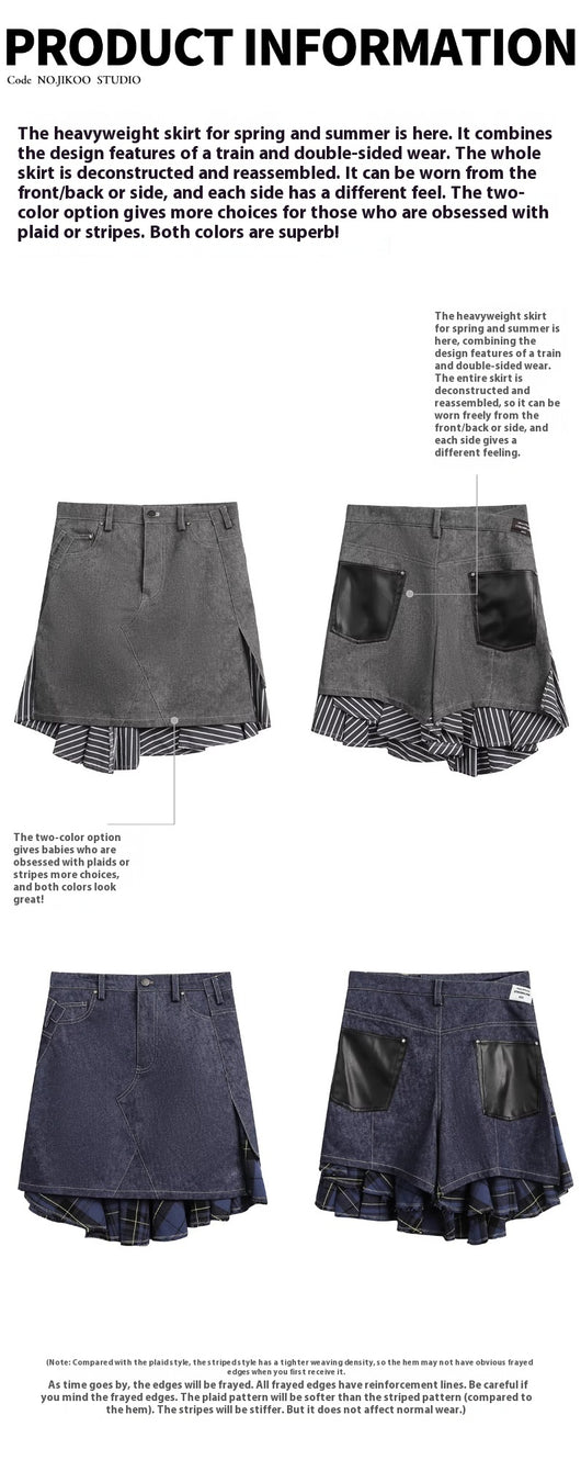Falda Midi Twill con Flecos y Detalles Combinados - Image 9