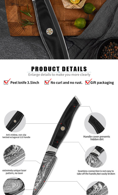 Cuchillo de Cocina Damasco Acero Inoxidable - Profesional para Frutas y Verduras - Image 7