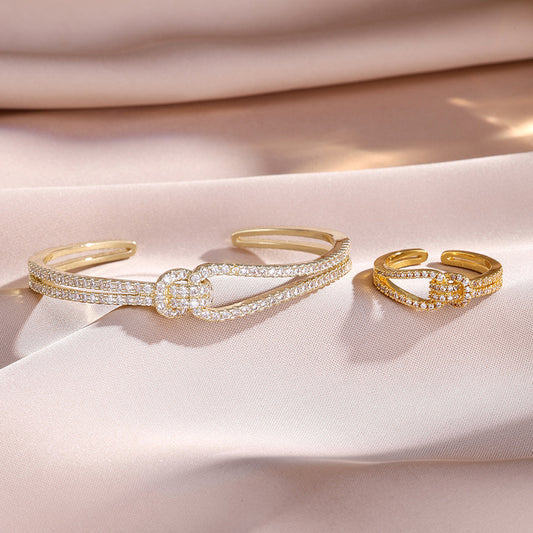 Set de Pulseras Abiertas de Circón para Mujer