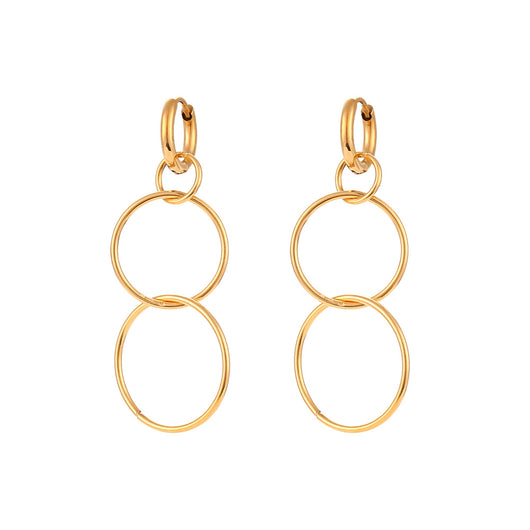 Aretes Circulares Largos Chapados en Oro 18K Acero Inoxidable - Image 5