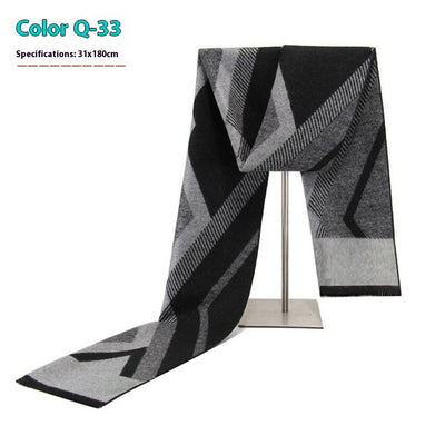 Bufanda Ejecutiva de Cachemira Rayada para Hombre Invierno - Image 38