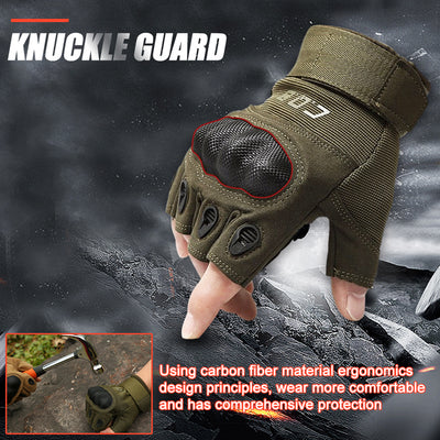 Guantes Tácticos Militares de Medio Dedo con Protección de Nudillos