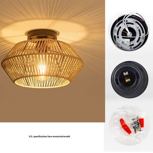 Lámpara Colgante Tejida de Vine para Balcón y Restaurante con Succión Suave - Image 5