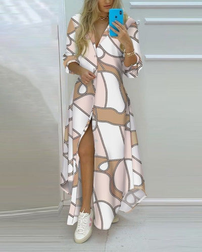 Vestido Elegante con Estampado de Moda y Mangas Largas - Image 2