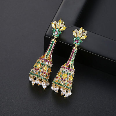 Aretes Largos Dorados Retro con Perlas - Pendientes Elegantes para Eventos - Image 4