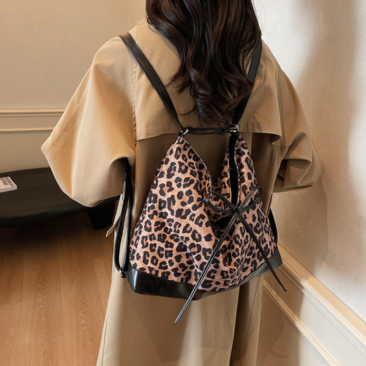 Mochila de Moda con Estampado Leopardo de Gran Capacidad Multiusos