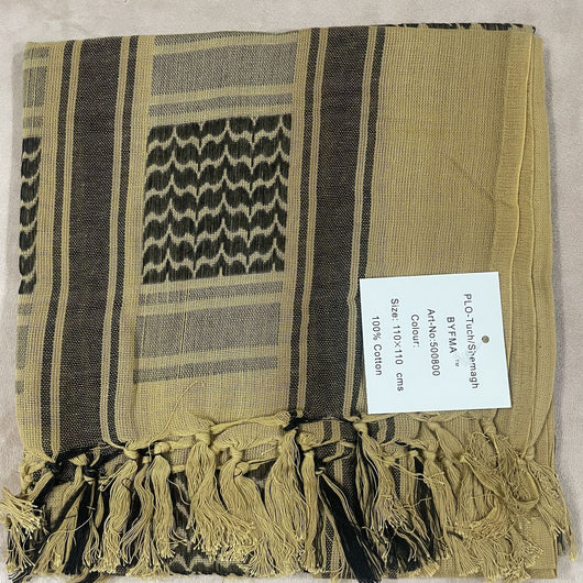 Black and grey patterned shemagh scarf made of 100% cotton, featuring geometric designs and tassels. - Image 6