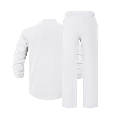 Conjunto de Pantalón y Camiseta Henley Suelta Transpirable para Hombre - Ropa de Playa Casual - Image 36