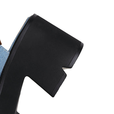 Sandalias de Denim para Mujer con Tira de Anillo y Punta Abierta - Image 9