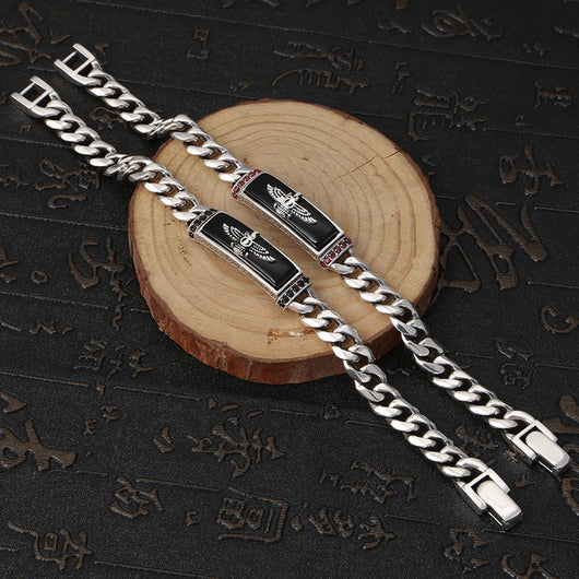 Pulsera de Ágata Negra con Águila Volante Vintage - Image 10