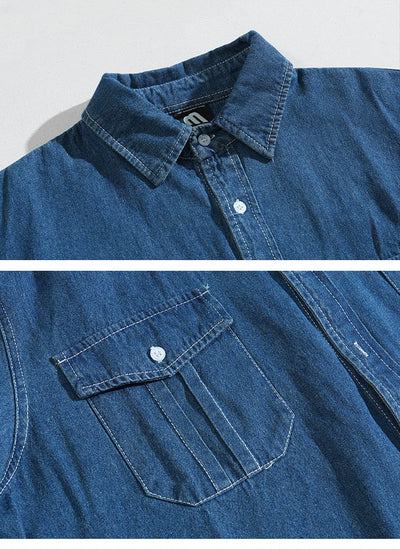 Camisa Suelta Estilo Coreano Azul para Trabajo - Image 8