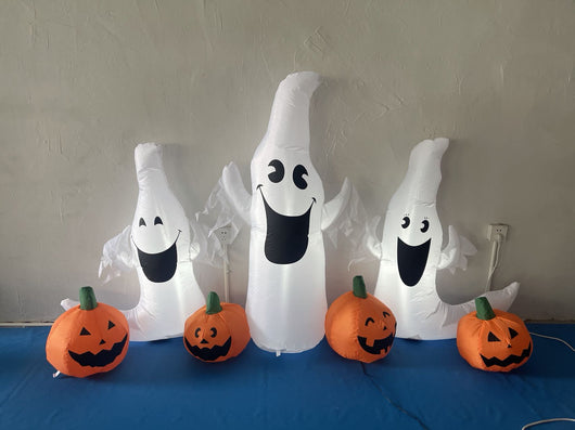 Fantasma Inflable Halloween con Rodajas de Calabaza para Exterior - Image 11