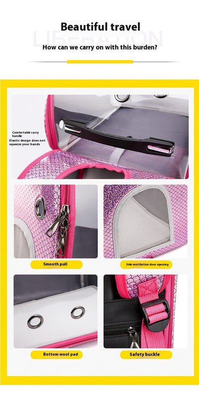 Mochila Transportadora Transparente Plegable para Perros Pequeños con Bolsillo Pañales - Image 10