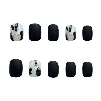 Uñas Postizas Efecto Vidrio Esmerilado Negro - Image 9