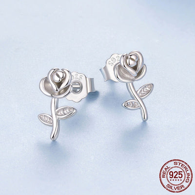 Aretes de Rosa Tridimensional en Plata 925 - Diseño Romántico para Mujer