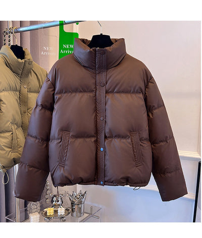 Chaqueta Acolchada de Cuero PU con Cuello Alto para Mujer - Image 16