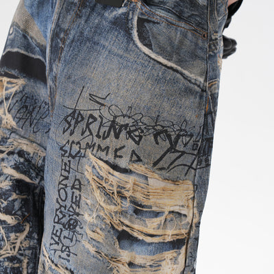 Pantalones Vaqueros Rectos con Estampado 3D Efecto Graffiti Rasgado - Image 17