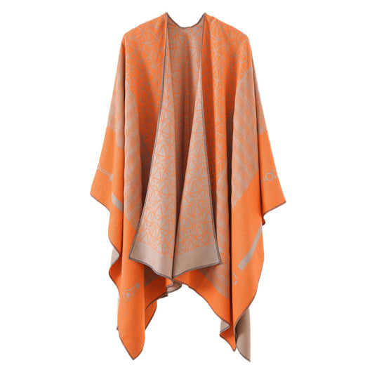 Poncho Chal Geométrico de Cachemira Gruesa con Borlas Versátil - Image 15