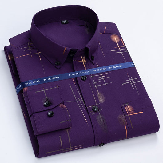 Camisa Casual Antimanchas para Hombre Maduro - Patrón Cuadros Bronce sin Planchado - Image 9