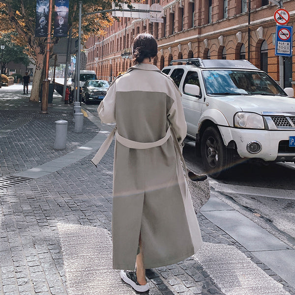 Abrigo Suelto Casual de Largo Medio - Chaqueta Cortavientos para Mujer