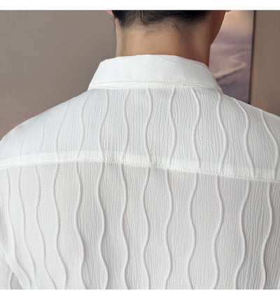 Camisa Manga Corta Slim Fit para Hombre con Patrón de Olas - Image 16