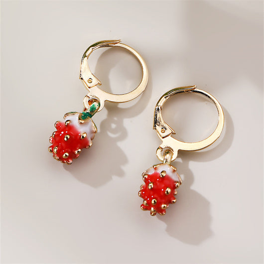 Aretes de Clip Frutal para Mujer - Uva y Fresa en Metal - Image 3