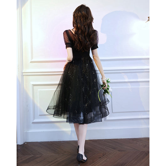 Vestido de Fiesta Mini Encaje Negro Brillante - Image 13