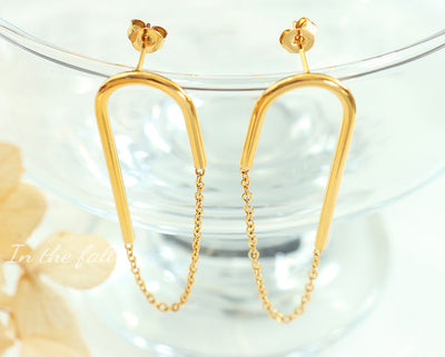 Aretes Cadena Estilo Europeo Americano en Forma de U - Image 8