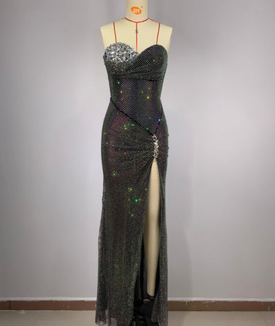 Vestido Tubo Ajustado con Lentejuelas Brillantes, Malla y Strass Artesanal - Image 11