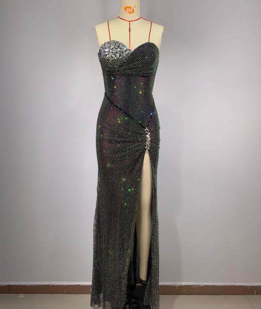 Vestido Tubo Ajustado con Lentejuelas Brillantes, Malla y Strass Artesanal - Image 11