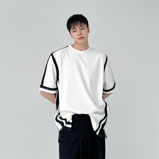 Playera de Contraste con Paneles en Blanco y Negro - Image 10