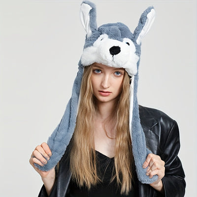 Gorro Peluche con Orejas Móviles - Panda, Perro, Rana y Cachorro para Disfraz y Fiesta - Image 8