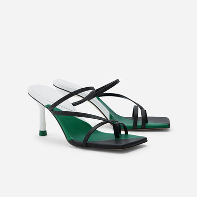 Sandalias Planas de Verano con Tacón Cuadrado y Diseño Bicolor - Image 3