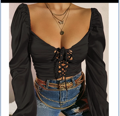 Blusa Envolvente con Mangas Abullonadas y Espalda Abierta - Image 6