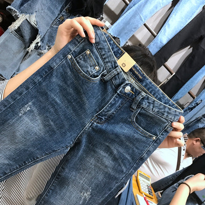 Pantalones Vaqueros Cropped Cintura Alta Rotos - Image 11