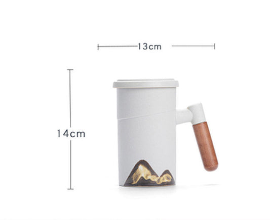 Taza Grande de Cerámica con Filtro para Té y Tapa - Oficina - Image 2