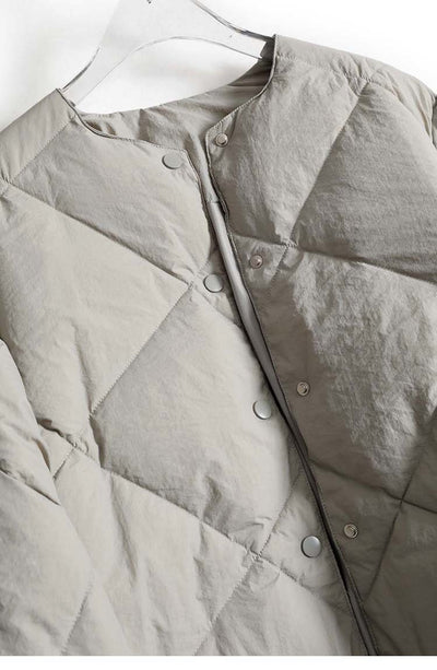 Chaqueta Corta de Algodón con Diseño Lattice Gris para Mujer - Image 9