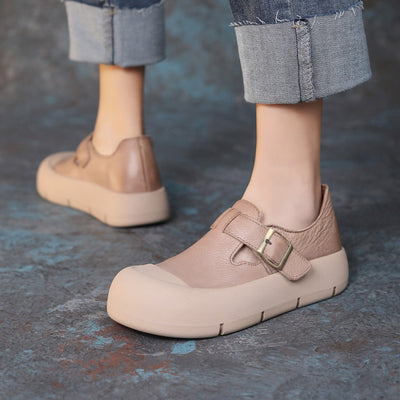 Zapatos Planos de Cuero Artesanal con Hebilla y Velcro para Mujer - Image 4