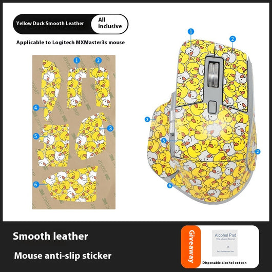 Red and black anti-slip sticker set with geometric and text patterns for Logitech MX Master 3s mouse. - Image 15