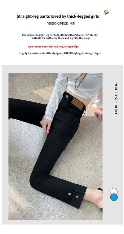 Pantalones Vaqueros Rectos de Cintura Alta Holgados para Mujer - Image 11