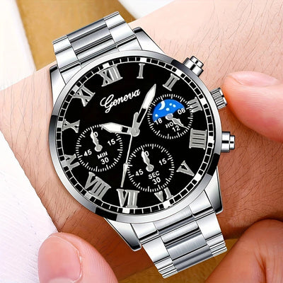 Conjunto de 4 Piezas: Reloj Collar, Pulsera y Anillo de Cuarzo para Hombre - Image 11