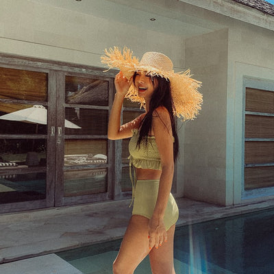 Bikini Escotado de Color Sólido con Top Tubo para Mujer - Image 8
