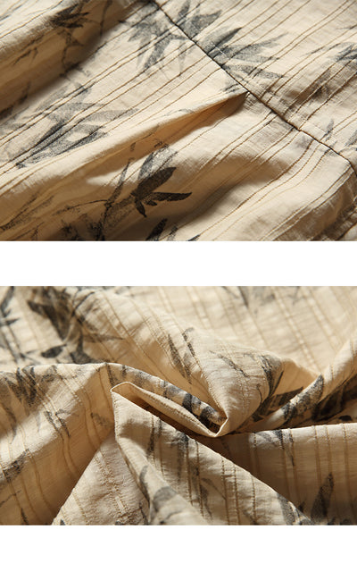 Camisa de Manga Corta con Nudos Chinos y Estampado de Hojas de Bambú - Image 8