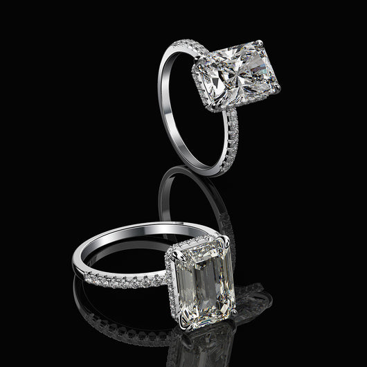 Anillo de Esmeralda Rectangular Tallado con Flor y Punta Redonda - Image 10