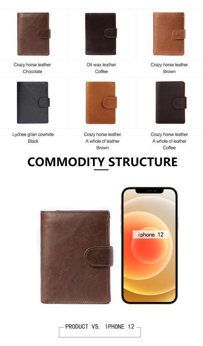 Billetera de Cuero para Hombre Estilo Retro Crazy Horse - Compacta y Clásica - Image 12