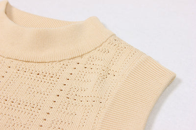 Chaleco Vestido Tejido Calado Manga Larga Cuello Redondo - Image 47