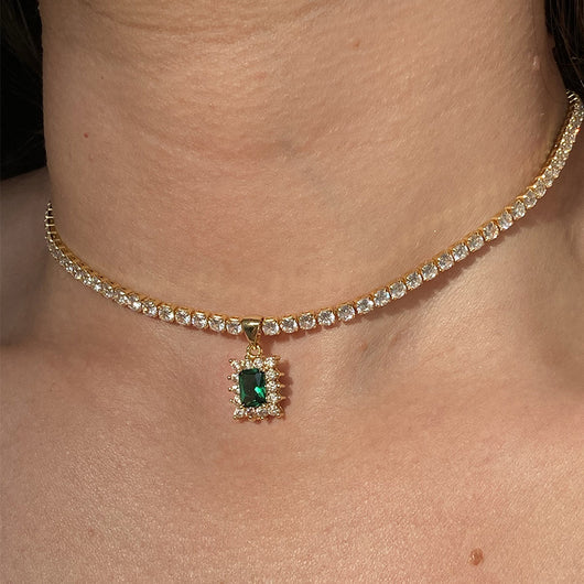 Collar Clavícula Gema Cuadrada Strass Lujo Nicho Dulce para Mujer - Image 7
