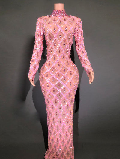 Vestido de Fiesta Elegante con Cristales Brillantes para Mujer - Image 11